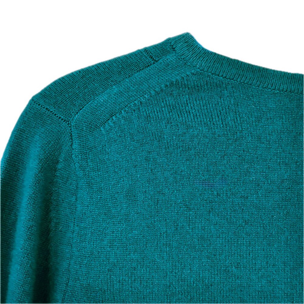 Pure Collection Cashmere Button Cardigan Sweater Crew Neck Teal Sz 8/10 - Picture 7 of 8